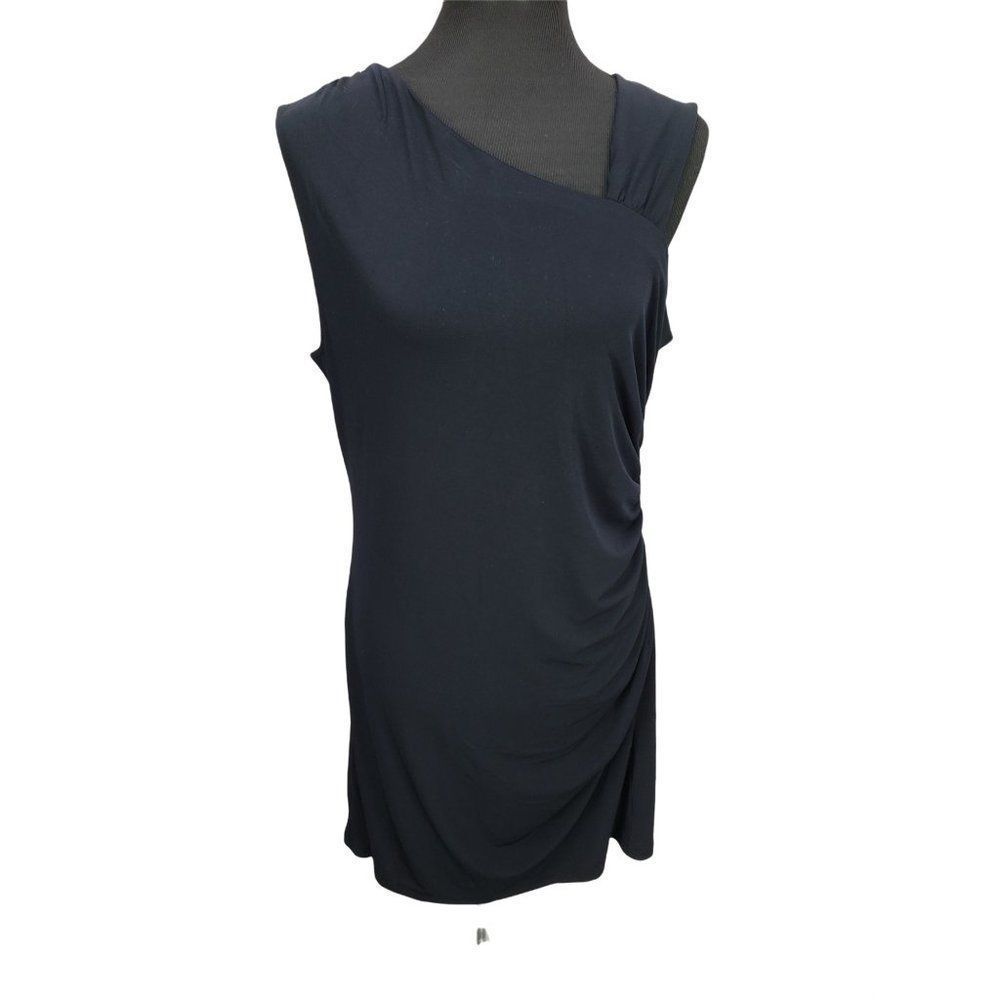 Charming Charlie Black‎ One Shoulder Ruched Sheath Dress KPBF6101BLK Large NWT